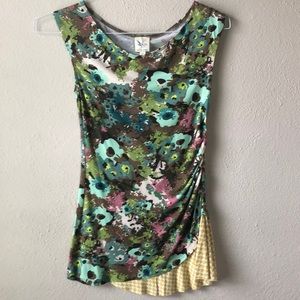 Anthropologie stretchy floral shirt